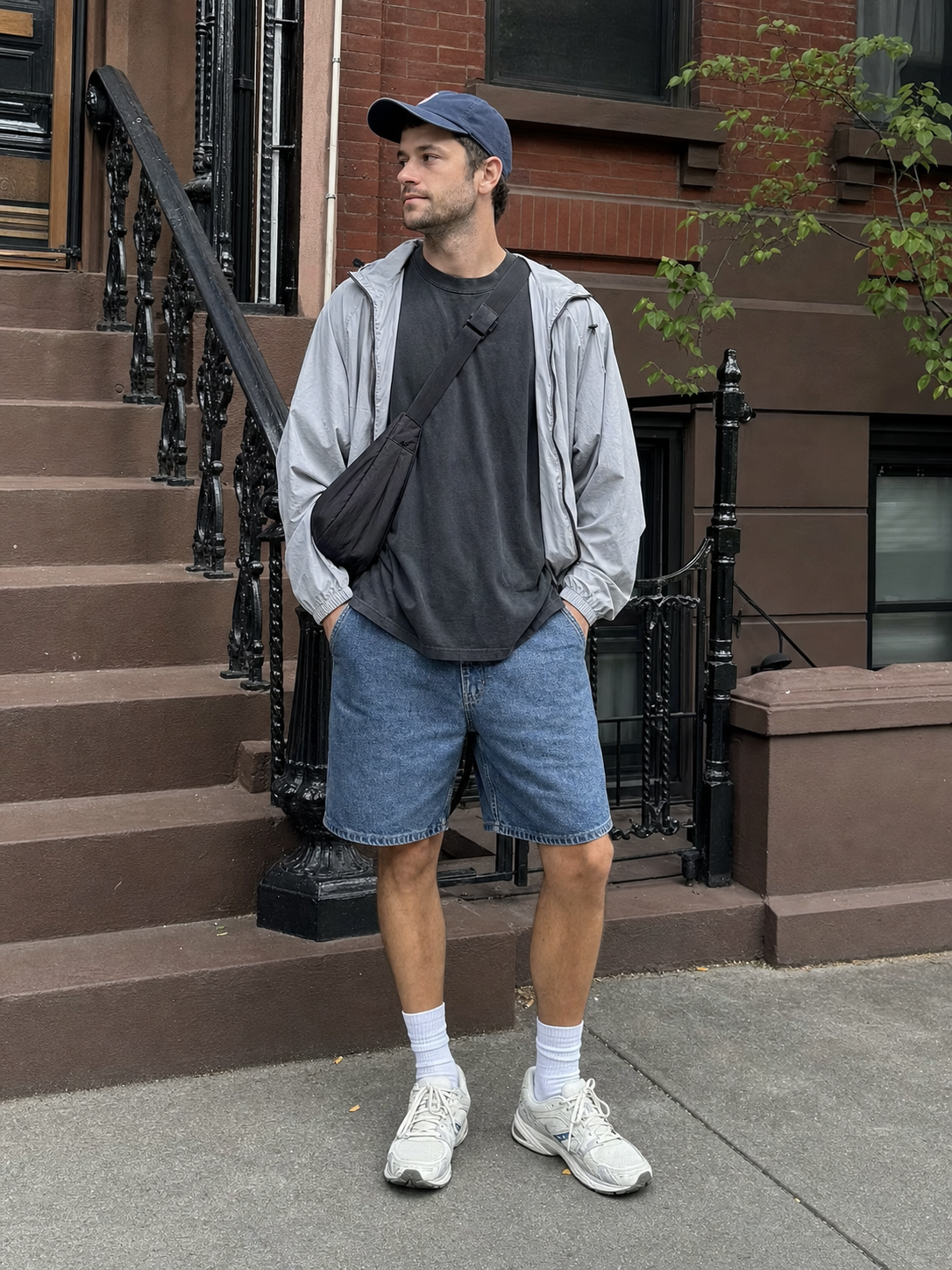 Brooklyn weekend jorts runner outfit reference for photo-based try-on