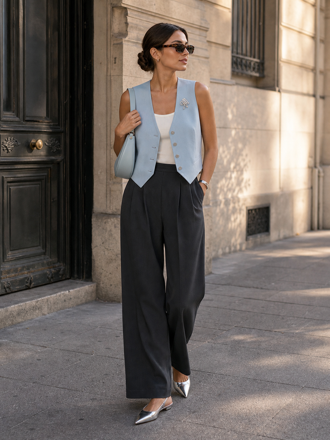 Rome ice blue waistcoat outfit reference for photo-based try-on