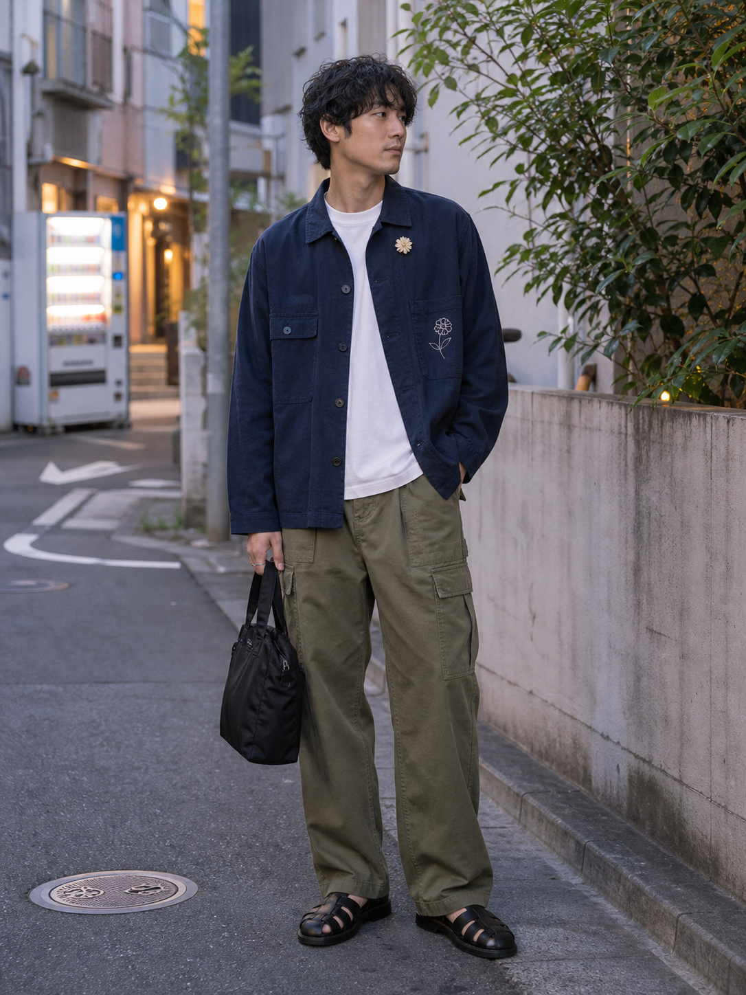 Tokyo flower utility outfit reference for photo-based try-on