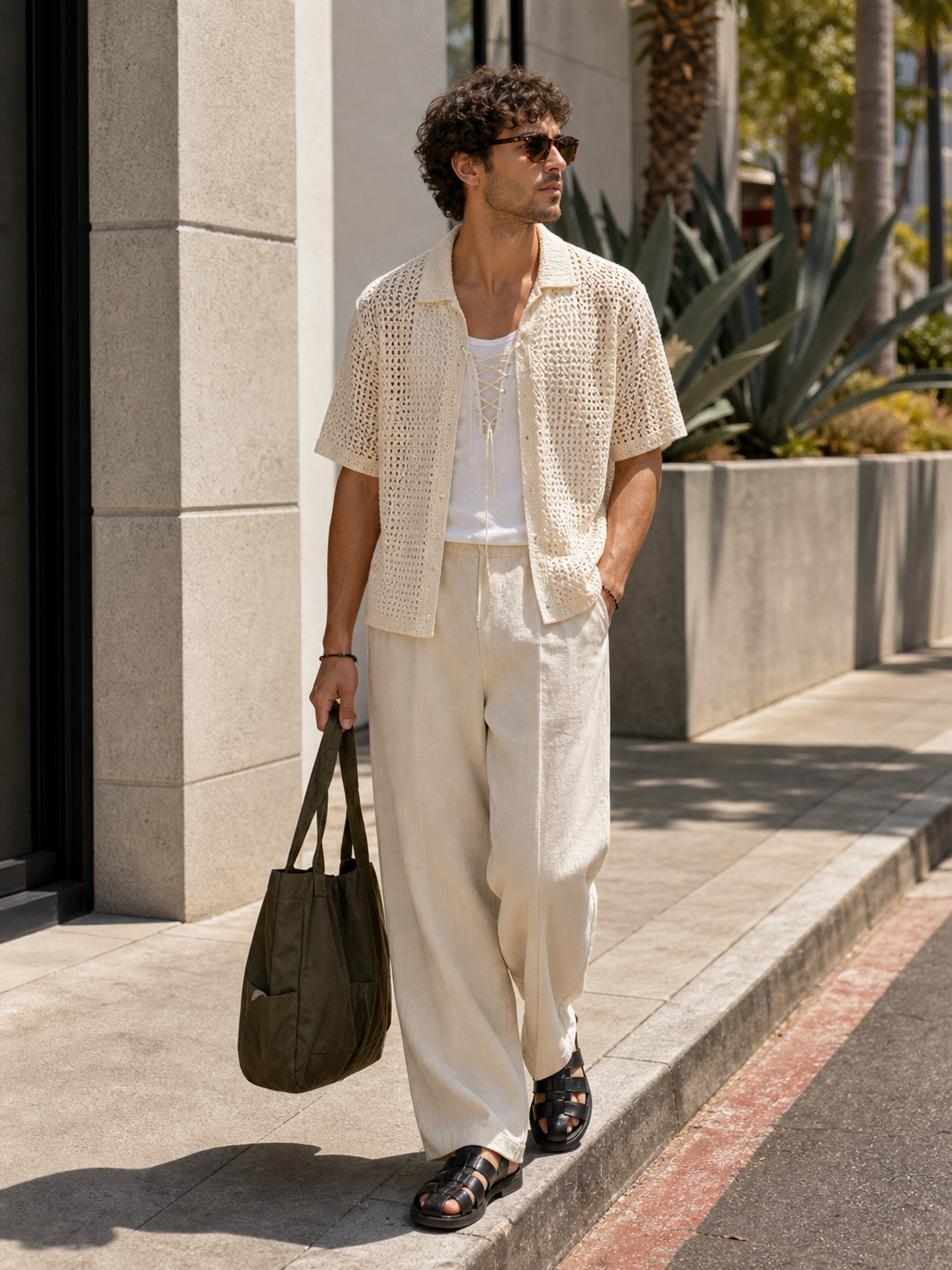 Tokyo open-knit resort outfit reference for photo-based try-on