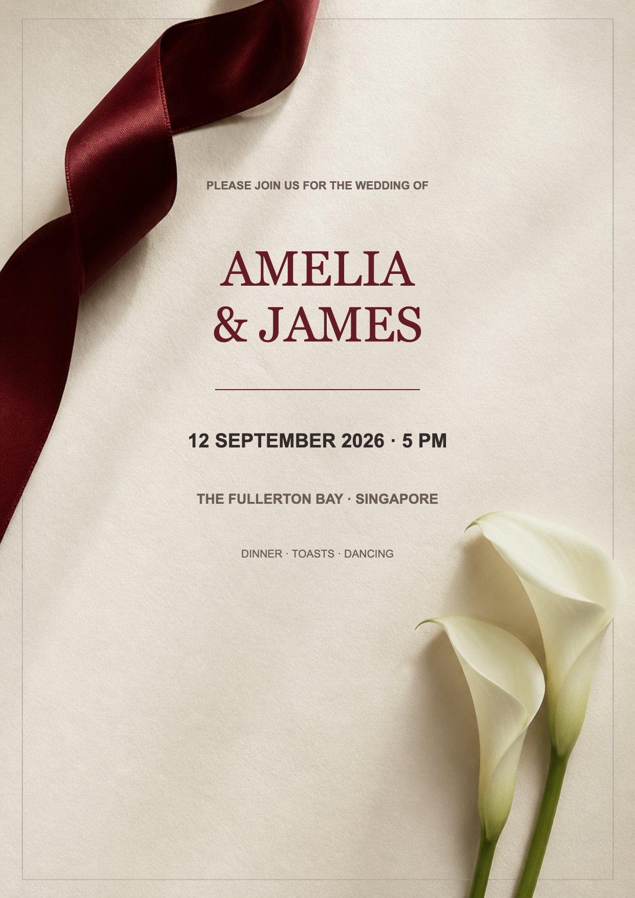 Modern ribbon wedding invitation