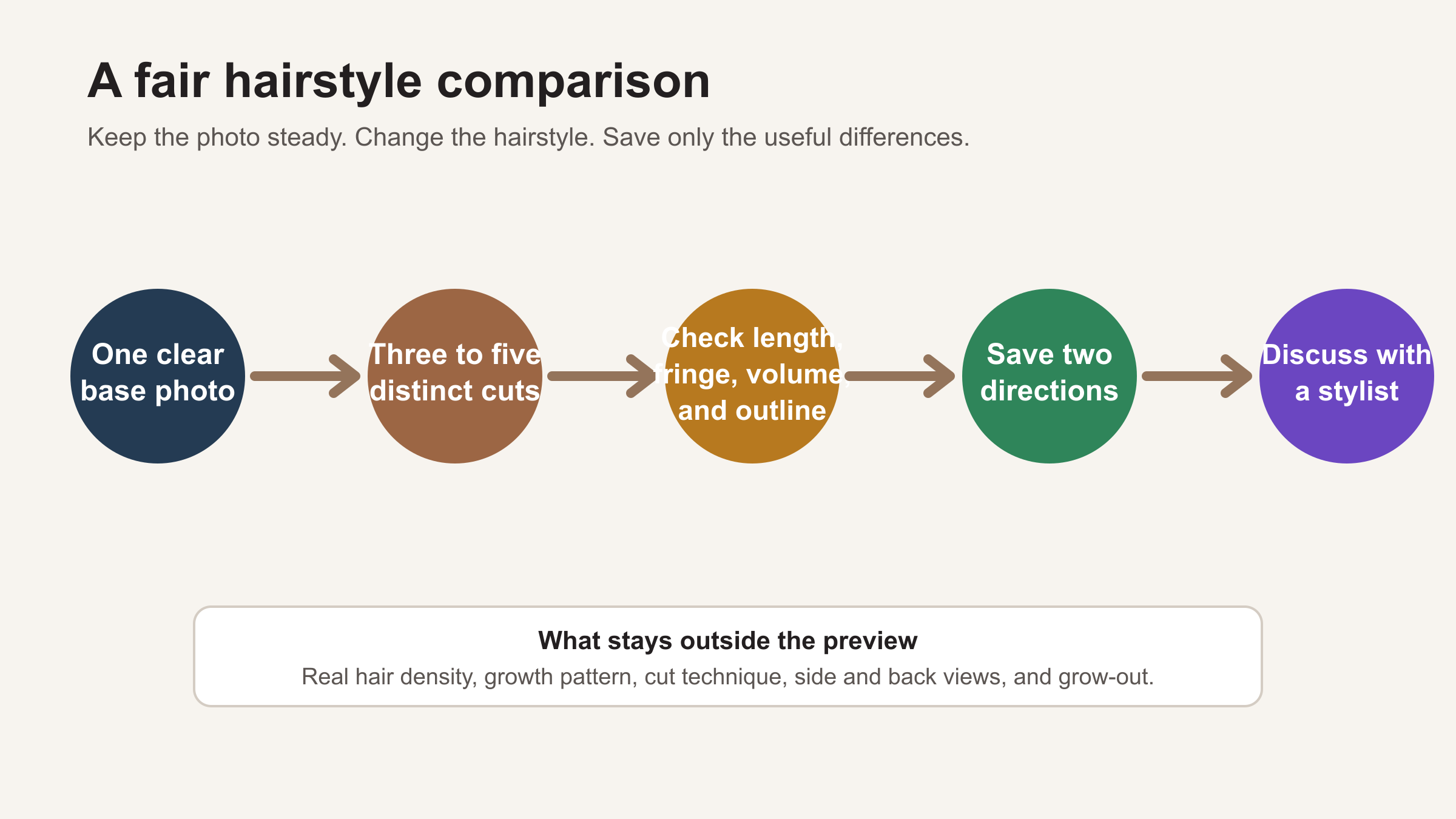 A practical workflow for comparing hairstyles on one base photo