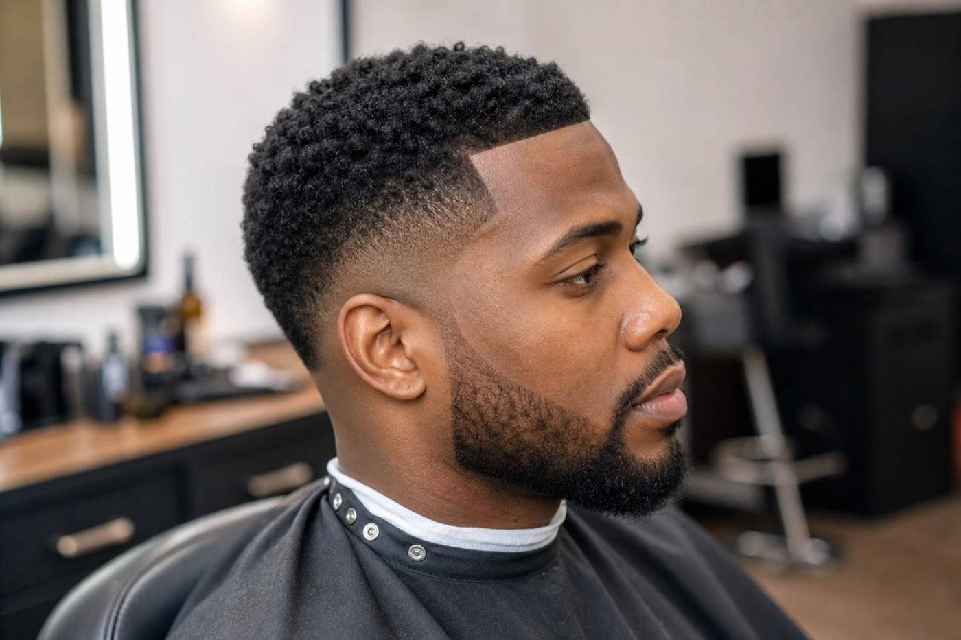 low taper fade angle detail for men's haircut