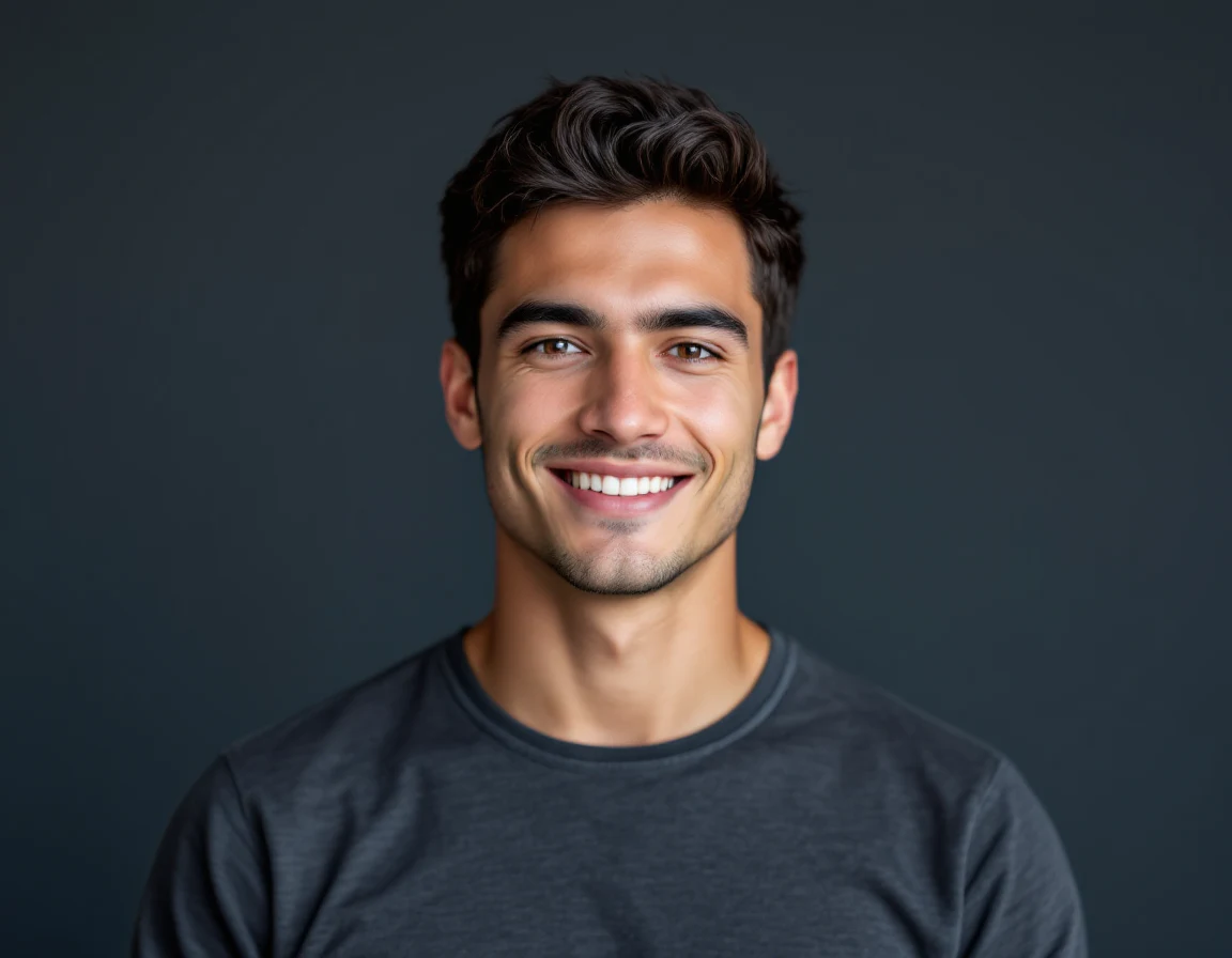 Clean-shaven man before AI beard try-on
