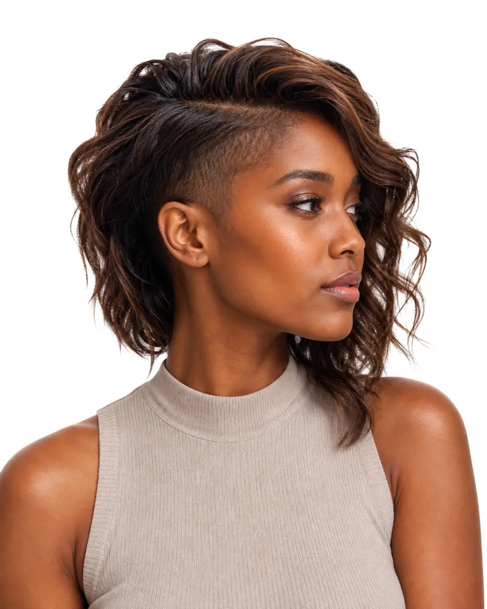 Brown Wavy Undercut style image 1