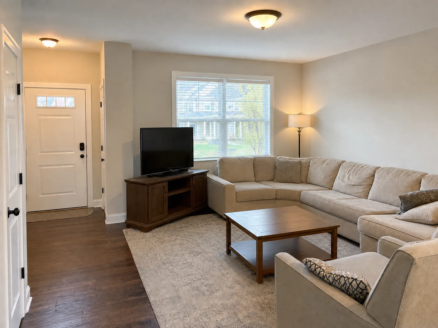 Cleaned real estate room photo after AI clutter removal